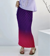 HEYFANCYSTYLE Women's Designer Japanese Long Pleated Ombre Skirt